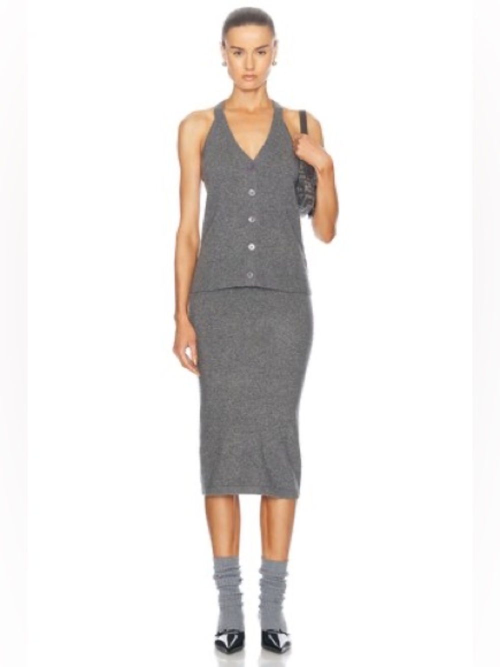 New Enza Costa Cashmere Skirt in Thunder - Picture 5 of 9